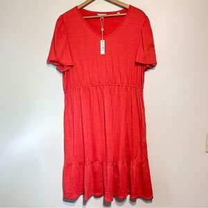 NWT Max Studio Super Flattering Short Sleeve Red Knee Length Dress Sz 2X
